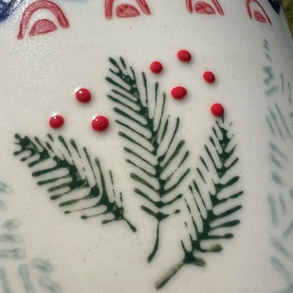 West Elm Scandi Forest Hand-Painted Stoneware Holiday Coffee Mug Replacement